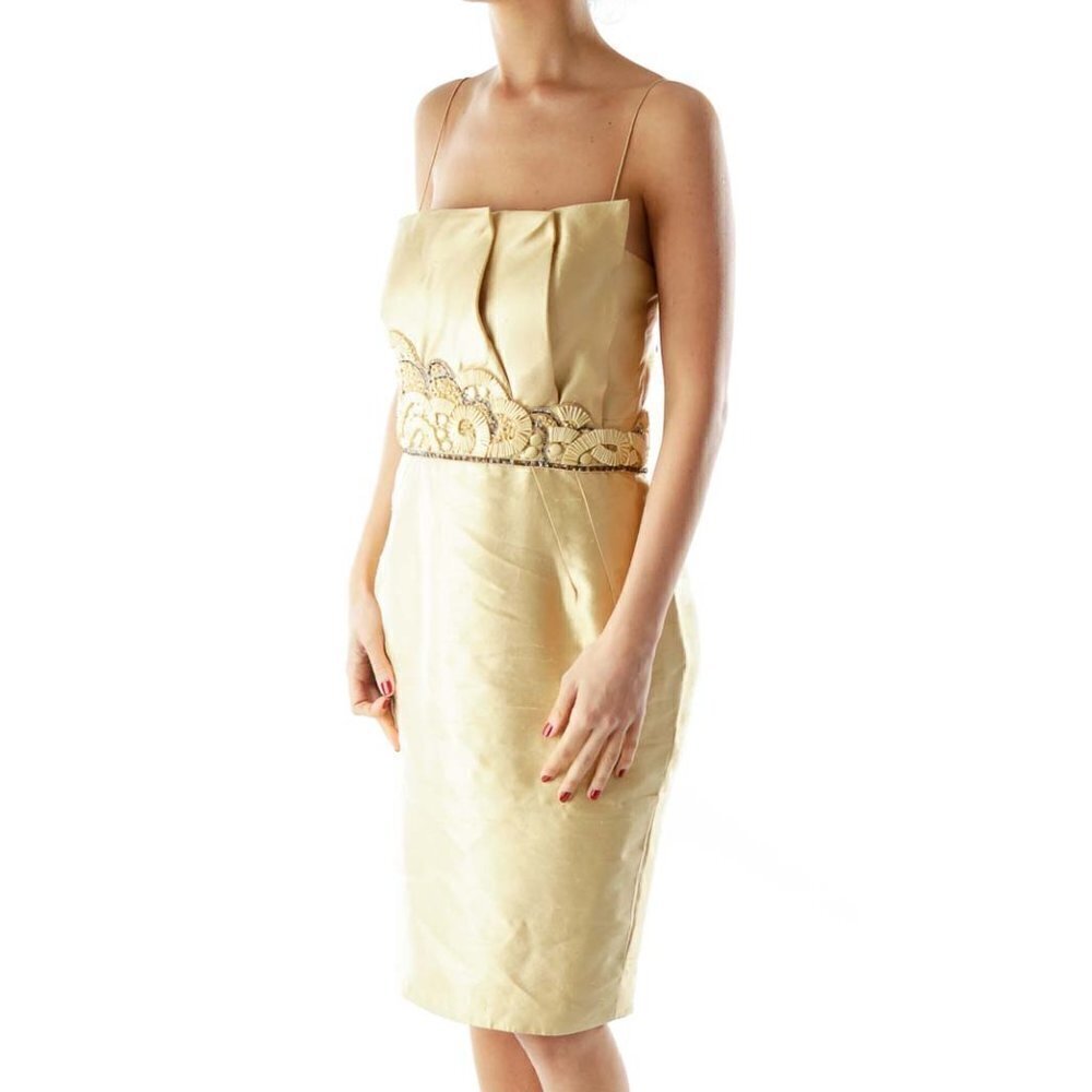 SEBASTIAN'S Gold Strapless Beaded Textured Dress - Picture 2 of 3